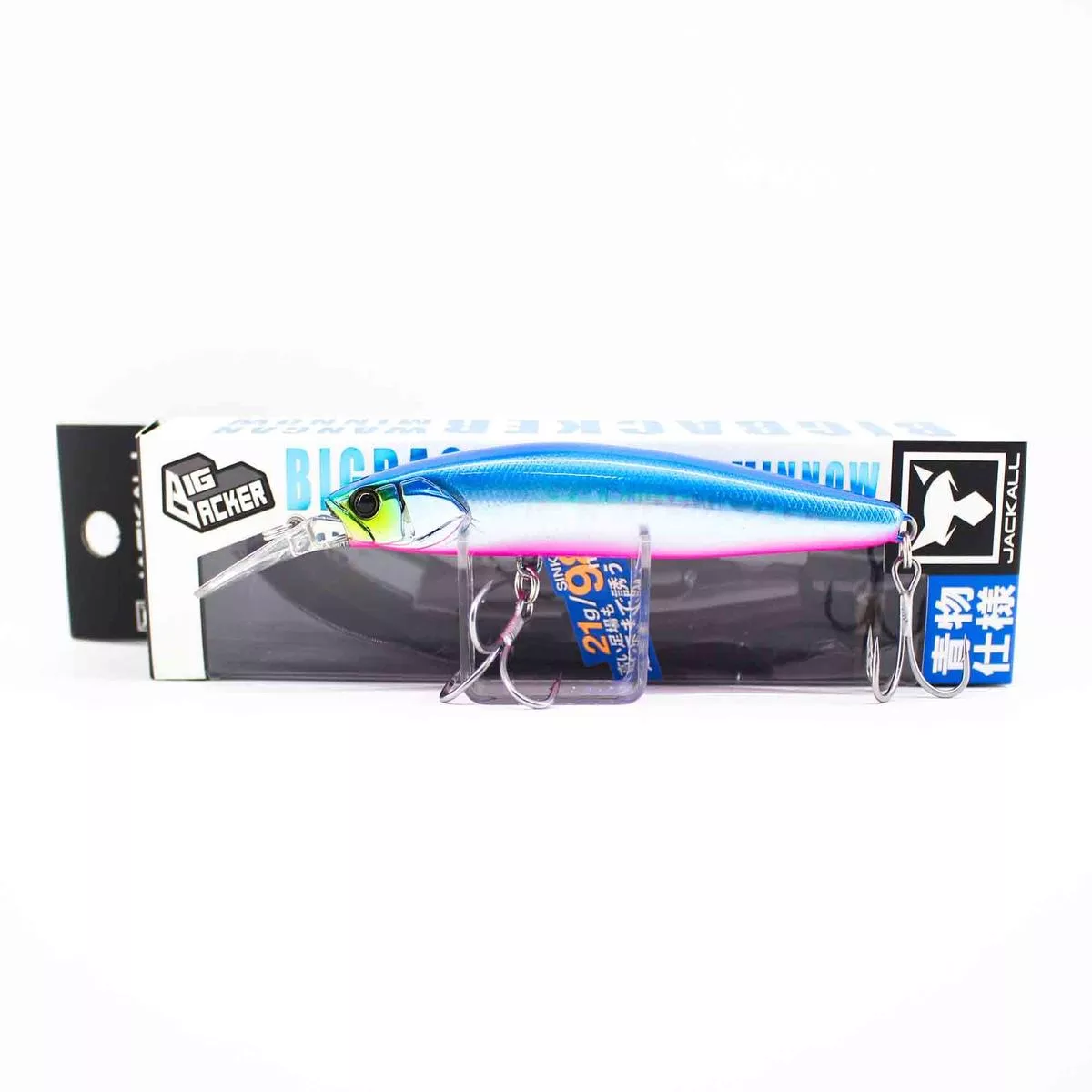 Jackall Big Backer Wangan Minnow 98S-LB Sinking Lure Blue Pink (2524)